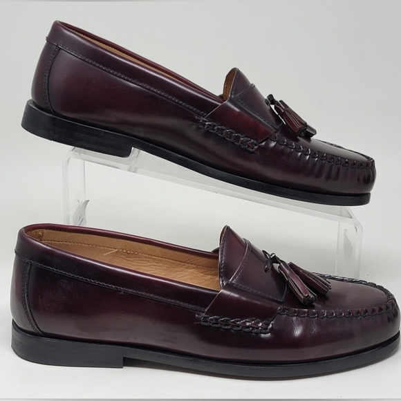 Johnston & Murphy Me's Sz 8.5 Dress Loafer Shoes Brown Moc Toe Leather Pre-owned - Picture 2 of 9